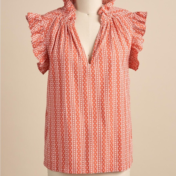 Sundance Delfina Large Chili Ruffle Sleeve and collar - Picture 2 of 6